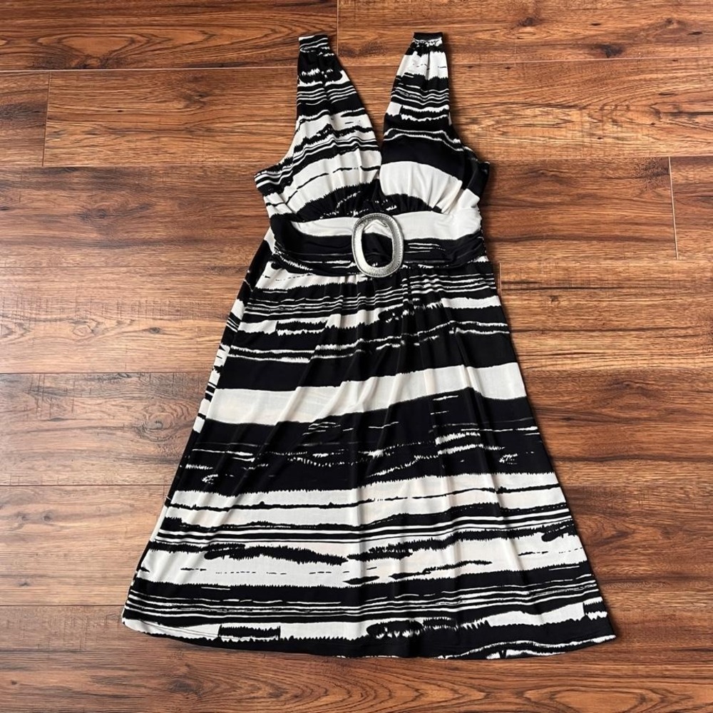 Black White Abstract stripe Mini Dress Women S Y2K Glam Party Vacation Mov White